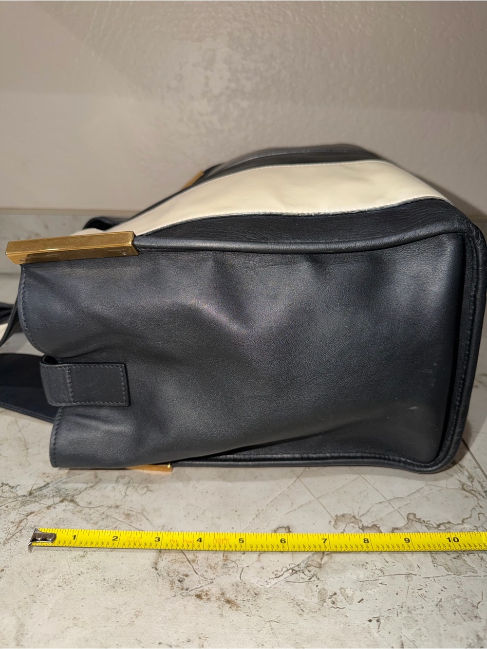 CHLOE Color Block Black and Cream Leather Tote - Picture 6 of 15